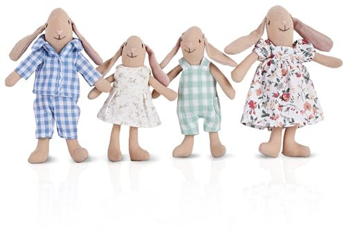 Giant bean Bunny Spielzeuge für Kinder, 4 teiliges Hasenfamilien Set, geeignet für Kleinkinder, Jungen und Mädchen, Puppenhaus Figuren