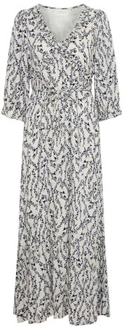 Atelier Rêve IROMINE Damen Kleid Maxikleid Gemustert mit V-Ausschnitt Rüsschen Bindeband Loose fit, Größe:38, Farbe:OMINE Flower Print (202891)