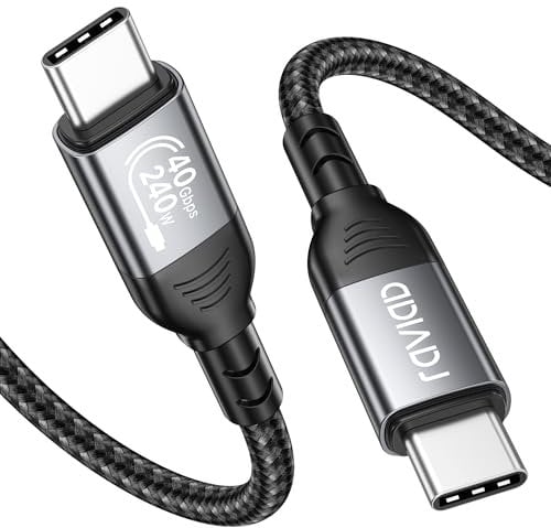RAVIAD Cable USB4 Certificado para Thunderbolt 4, Datos de 40Gbps, Carga Rapida PD3.1 de 240W 48V/5A, HDR 8K@60Hz, Cable USB C a USB C para iPhone 15, MacBook, Pad Pro, Dock, SSD, Monitor, Hub, 2M