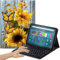 Qindaiwen Keyboard Case for Amazon Fire Max 11 (13th Generation, 2023 Release) with Detachable Bluetooth Keyboard & Slim PU Leather Protective Cover, Sunflower