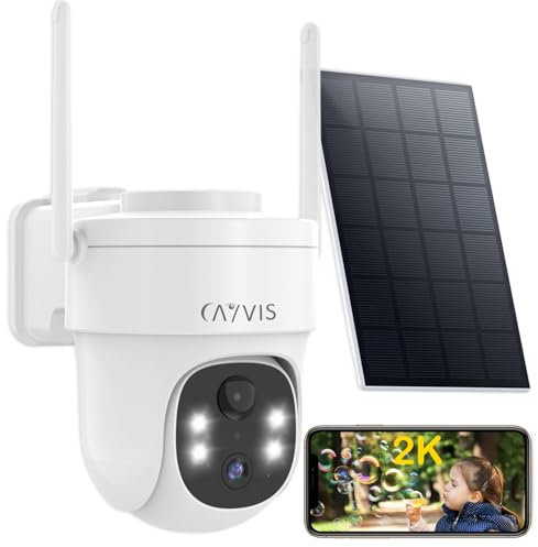 Telecamera Wi-Fi Esterno Senza Fili, 2K 3MP Videocamera Sorveglianza Esternocon Pannello Solare e Batteria, Visione Notturna a Colori,Rilevamento Umano PIR, 2 Vie Audio,Alexa (Registrazione Movimento)