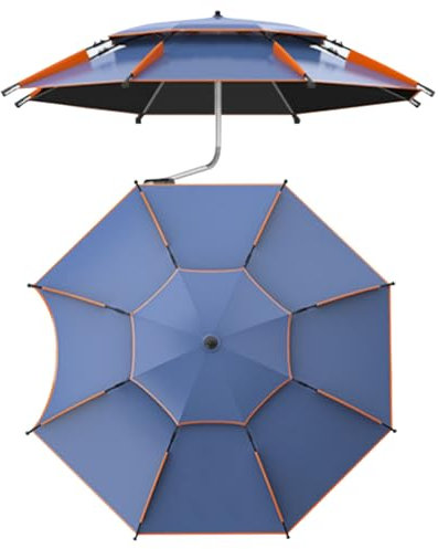 Parasole portatile Ombrellone da Pesca da Regolabile a 360° ombrellone da Spiaggia antivento Protezione UV con Tracolla Custodia(ø260cm)