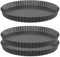KEILEOHO Lot de 3 plat a tarte ronds de 28 cm avec fond amovible,moule à tarte, moules à quiche antiadhésifs, 3 cm de haut, noirs
