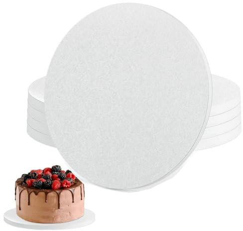 NVIYAM 5 Stück Cake Drum, 12 mm - Ø 30 cm/12inch Cake Board Tortenunterlage, Pappe Wiederverwendbar Torten Unterplatten, Tortenplatte, Torten unterlagen für Transport Kuchen und Dessert(Weiß)