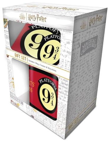Pyramid International Harry Potter Platform 9 3/4 Geschenkset – inklusive 312 ml Tasse, Untersetzer und Schlüsselanhänger – ideal für Sammler – Einheitsgröße