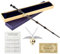 WDKXCN Dumbledore Baguette magique Harry en acier et résine, 37 cm, baguette magique de sureau HPotter dans une boîte cadeau avec carte de sort, collier et bâton de station