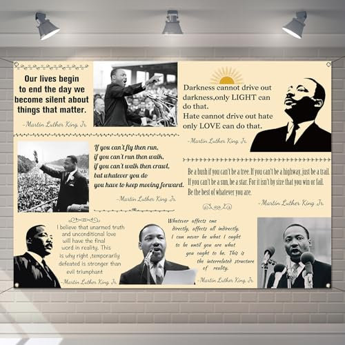 Buxiuer Martin Luther King Jr. Day Fotokabinen-Hintergrund für Pinnwand-Dekorationen, Geschichte, berühmtes Zitat, MLK, Tagesdekoration, Inspiration, Schule, Klassenzimmer, Wanddekoration (2,7 x 1,5