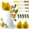 NEBURORA 64 Pcs Balls Cake Toppers and Leaves Decoration Set Mini Balloons for Cake Decorating Supplies Balls Cake decorations for Baby Shower Cake Toppers Birthday Cake Decorations(Yellow Gold）