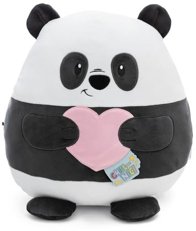 NICI Kuscheltier Chill Panda mit Herz 20cm - schwarz - Stofftier aus weichem Plüsch, niedliches Plüschtier zum Kuscheln und Spielen, für Kinder & Erwachsene, tolle Geschenkidee | 61795