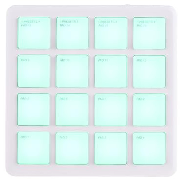 Matybobe M-Vave MIDI Controller 16 Geschwindigkeitsempfindlichkeit RGB Backlight Pads Beat Machine BT-Anschluss Tragbares Pad für DJs Weiß
