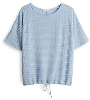 OPUS Damen Kurzarmshirt | Strukturiertes Jerseyshirt SARONJI Paris Loose mit Fledermausärmeln Oxford Blue, 44