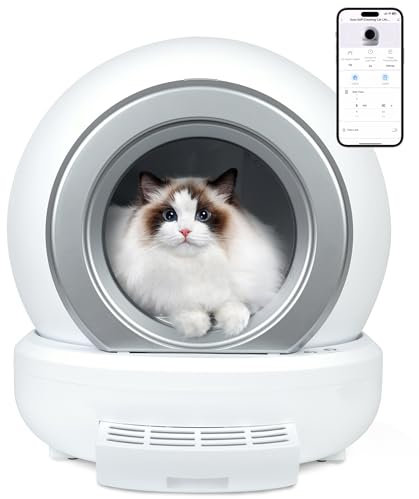 Selbstreinigende Katzentoilette XXL 65L,Emphsism Automatisches Katzenklo mit Infrarotsensor, 8cm Niedrige Stufe für Kätzchen & ältere Katzen, 35dB Leise, Geruchsneutral, App-Steuerung, Großes Volumen