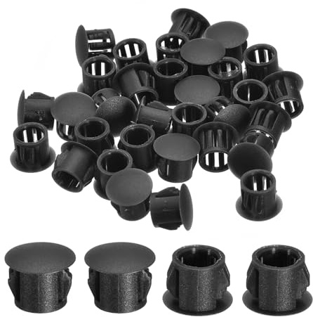 QUARKZMAN 38 Stück 10mm (3/8) Abdeckkappen für Bohrlöcher Nylon Schwarz | Blindstopfen Abdeckstopfen runde Schnappverschluss Bohrungen für Bohrlöcher für Schränke Maschinen Möbel
