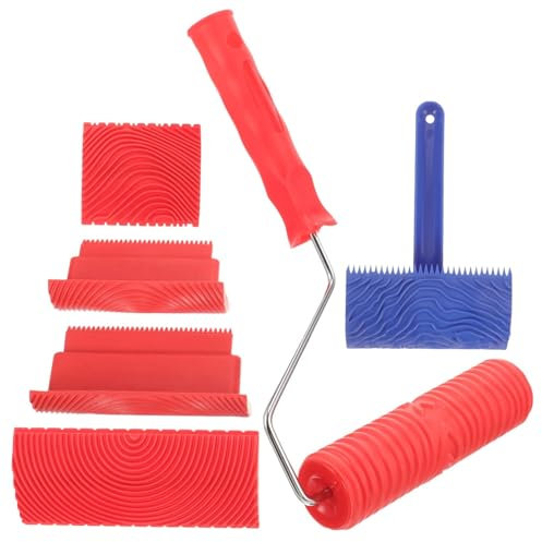 Artibetter 6pcs Wood Grain Tools Wood Graining Painting Set Exterior Paint Roller for DIY Projects