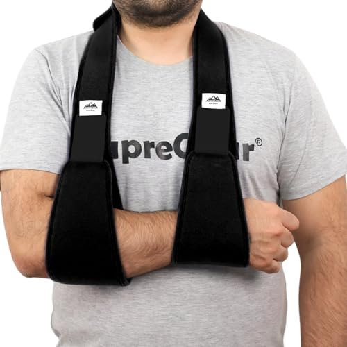 supregear Armschlinge Schulter Immobilisierer, Leichte und Bequeme Armschlinge für Schulterverletzungen, Frakturen, Verstauchungen, Links/Rechts, für Damen und Herren, Schwarz