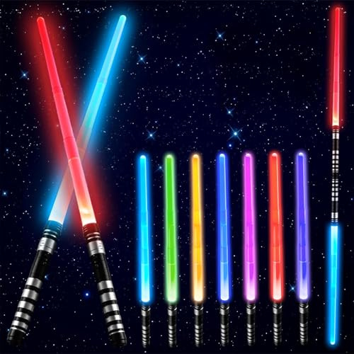 Star Wars Lightsaber - 2 Pack Light Up Saber with Sound, 7 Colors Changeable Lightsaber, Retractable Light Saber Sword Toys for Halloween Dress Up Parties, Xmas Gift
