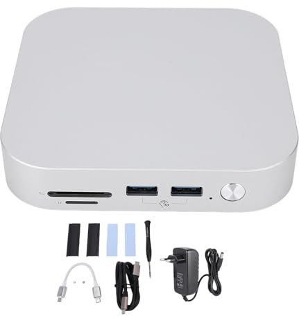 Zunate Aluminum Alloy Stand Hub for Mini M4, Dock with Dual M.2 SSD Slots 10Gbps USB A Ports 40Gbps Bandwidth PCIe 4.0 Storage Memory Card Reader M4 Pro 2024 Docking Station (UK Plug)