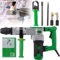 Martello elettrico demolitore per calcestruzzo, 1450 W, 3100 giri/min con maniglia ausiliaria rotante a 360°, blocco di sicurezza, 2 scalpelli, olio, chiave e scatola di metallo