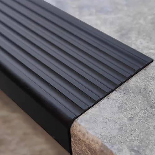 Profilo per Bordi per Scale a Forma di L in Alluminio, Profilo Angolare Paraspigoli Muro, Impermeabile e Antiruggine, per Scale Interne ed Esterne(Black,100x7x3cm/39x2.7x1.2in)