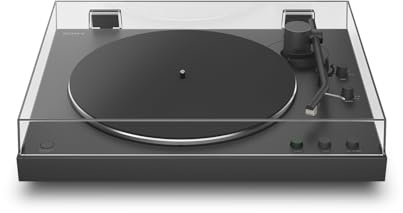 Sony PS-LX3BT kabelloser Bluetooth-Plattenspieler mit vollautomatischer Wiedergabe, Hi-Res Audio, Riemenantrieb, integriertem Phono-Vorverstärker, 2 Geschwindigkeiten und Staubschutzhaube – Schwarz