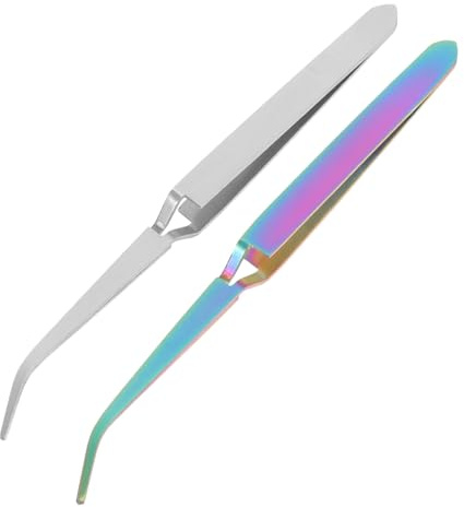 ROMISBABA 2pcs Stainless Steel Manicure Fixing Clips Nail Shaping Tweezers Metal Pinching Tools for Acrylic Nails