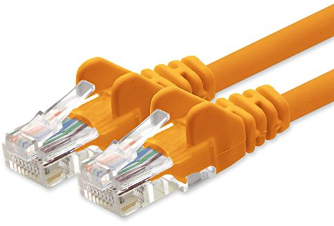 1aTTack.de Cat5e UTP LAN-Kabel Netzwerkkabel 1x 50m RJ45 Ethernet orange | Cat5e UTP Patchkabel, 2x RJ45 Stecker, LAN-Kabel für Router, Switch, Modem, PC, Ethernet Netzwerkkabel