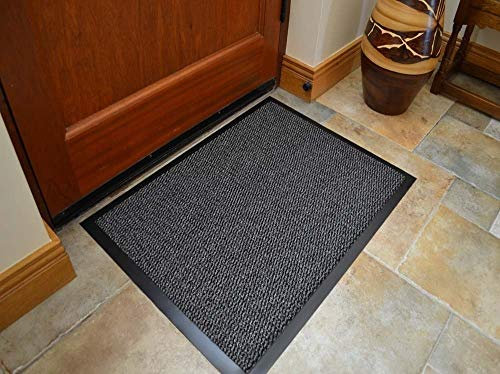 Extra Small Dark Light Grey Hardwearing Heavy Duty Black PVC Edge Pile Top Rubber Barrier Entrance Door Kitchen Utility Dust Floor Long Short Narrow Hall Hallway Runners Mats Rugs 60cm x 40cm