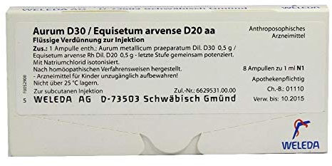 AURUM D 30/Equisetum arvense D 20 aa Ampullen 8X1 ml