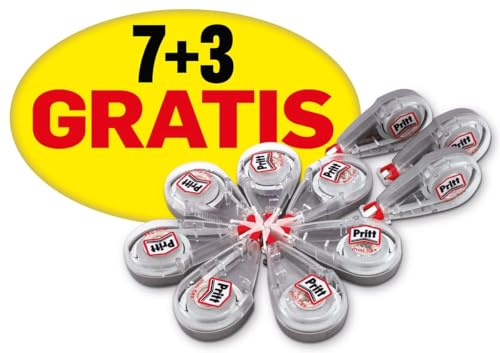 Pritt Mini-Roller, Korrekturroller zum Löschen und Korrekturen, flexibler Aufsatz, ideal für alle Mäppchen, 10 Stück
