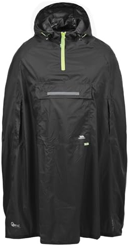 Trespass Unisex Waterproof Poncho Qikpac Black in Size - L
