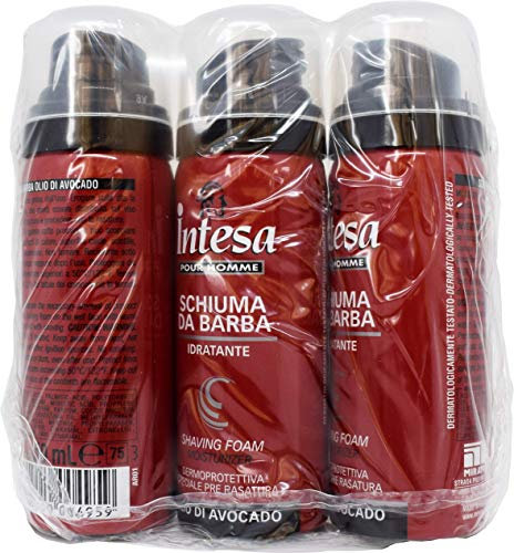 INTESA POUR HOMME Feuchtigkeitsspendender Rasierschaum mit Avocadoöl, 3 x 50 ml