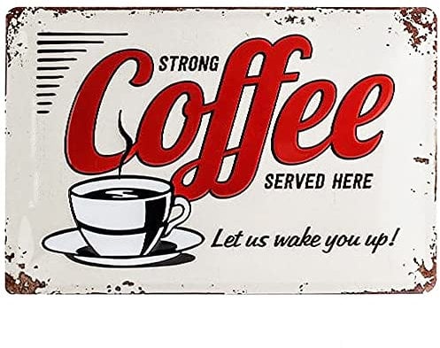Nostalgic-Art Cartel de Chapa Retro USA – Strong Coffee Served Here – Idea de Regalo para la Cocina, metálico, Diseño Vintage Decorativo, 20 x 30 cm