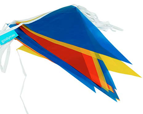 Goodymax® Wimpelkette 10 m Blau Rot Gelb - viele weitere Farben & Farbkombinationen zur Auswahl
