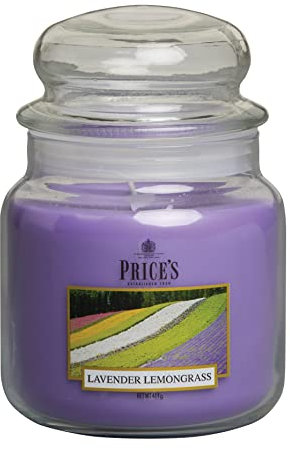 Price's Candles - Candela in Giara Media Lavender & Lemongrass - Durata Fino a 90 ore di Combustione