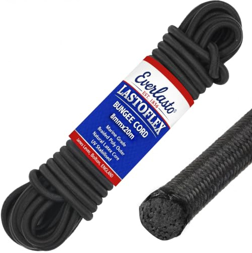 Everlasto Lastoflex Bungee Cord Black 8mm x 20M
