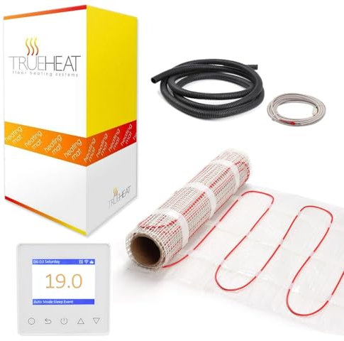 TrueHeat Electric Underfloor Heating Mat Kit 200W/m2-15m2 with White WiFi Thermostat