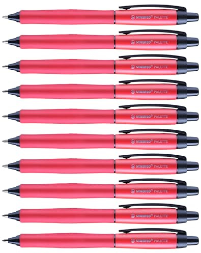 STABILO PALETTE - Retractable Gel Pen | Pack of 10 - Red