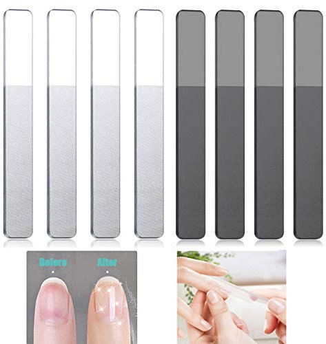 Glass Nail Files, 8 Pieces Glass Nail Files Professional Double Sided Glass Nail File Nail File for Natural Nails, Perfect Manicure and Pedicure Nail Care