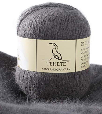 TEHETE 100% Angorawolle Garn zum Stricken, Häkelgarn 38 Farben 325 Merter 50g 2-fädig je Knäuel,weich und leicht,Hellgrau,865