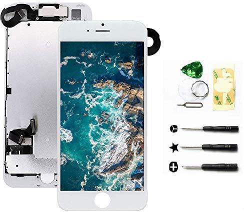 ZTR for iPhone 7 Plus 5.5 inch White Screen Replacement LCD Touch Digitizer Full Display Assembly with Front Facing Camera Proximity Sensor Ear Speaker and Full Repair Tools