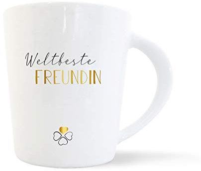 mintkind® Kaffeebecher Weltbeste Freundin | Porzellan Kaffee Becher Tasse Weiß | Geschenk für beste Freundin | Geburtstag, Weihnachten & als Dankeschön | Geschenkidee Teetasse