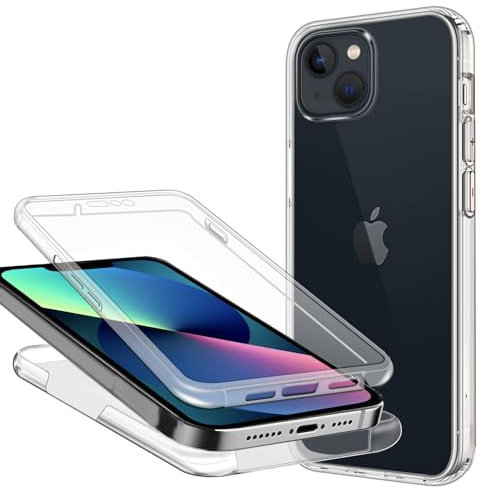 ZYIMOU Handyhülle für iPhone 13 Mini/iPhone 12 Mini Hülle 360 Grad, Transparent Dünn Durchsichtige Case Full Schutz Silikon SchutzHandyhülle, Hart PC Zurück + Weich TPU Vorderseite
