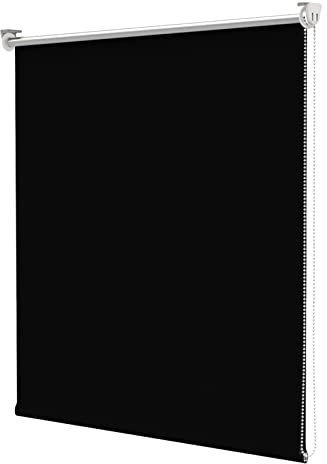 bobodeco Verdunklungsrollo ohne Bohren & mit Bohren, Verdunkelungsrollo Klemmfix, Schwarz 95x120cm (BxH), Thermorollo Sichtschutz und Sonnenchutz, Rollos Hitzeschutz für Fenster & Tür