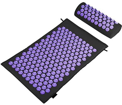 JANIKER Akupressurmatte mit Kissen zur Erleichterung der Kopf-Nackenschmerzen ideal für Männer und Frauen, Akupressurmatte Akupunkturmatte mit einer Tragtasche, 100% Baumwollebezug Waschbar