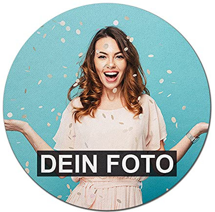 Mousepad selbst gestalten - Bedrucktes Mauspad mit eigenem Foto und Text - rutschfest, für Computer & Laptop - Kollegen, Büro, Geburtstag I Personalisierbar I Rund - Ø 19 cm - Stärke 5mm