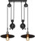iDEGU 2-flammig Hängelampe Industrielle Pendelleuchte mit Riemenscheibe Vintage Hängeleuchte Deckenleuchte für Wohnzimmer Küche Restaurant, Ø 26 cm, Schwarz