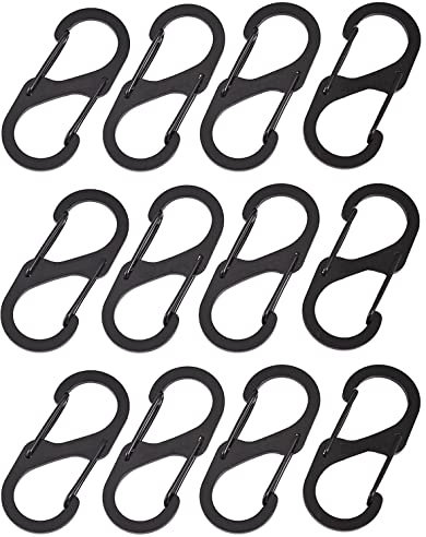 KARLOR 12 Stück S Karabiner, Karabiner Schlüsselanhänger Metall Schlüsselanhänger Set S-Form Ring Karabiner für Zuhause Camping Outdoor Sport Reisen Wandern Angeln Größe (6cm*2.5cm)