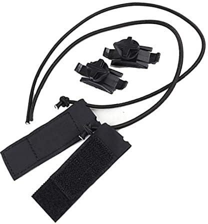 WarmHeartting Tactical Bungee Goggle Strap Kit Goggles Auxiliary Line with Hook Loop Goggle Lanyard for ACH/Mich/Fast Helm, Military Combat Helm Zubehör, Schwarz