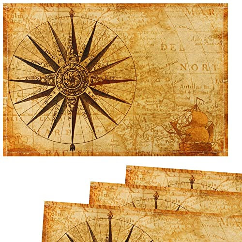 matches21 Lot de 4 sets de table en textile pour carte de boussole de bateau Rose vent Marron 45 x 30 cm