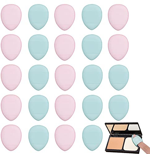 Lot de 24 mini houppettes triangulaires pour maquillage visage Profusion liquide Blush Beauty Blender Puff (rose + bleu)